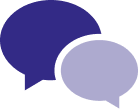 A blueberry blue icon of two chat bubbles.